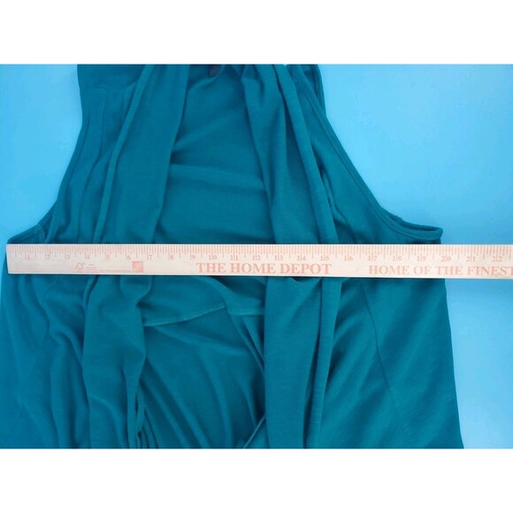 Womens Lightweight Cardigan Lg Dark Teal Peplum Hem Sleeveless Open Flowy - Picture 7 of 11